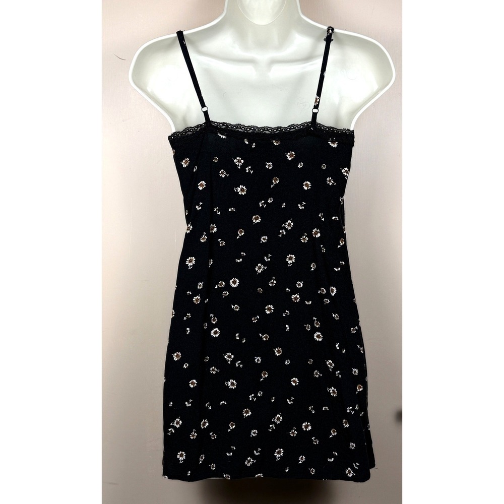 Womens Baby Doll Top by Art Class Size L 10/12 Black Daisy Print Y2K Coquette - Picture 2 of 15